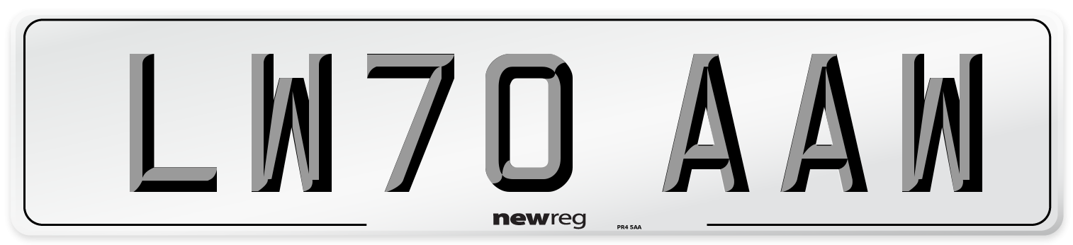 LW70 AAW Number Plate from New Reg